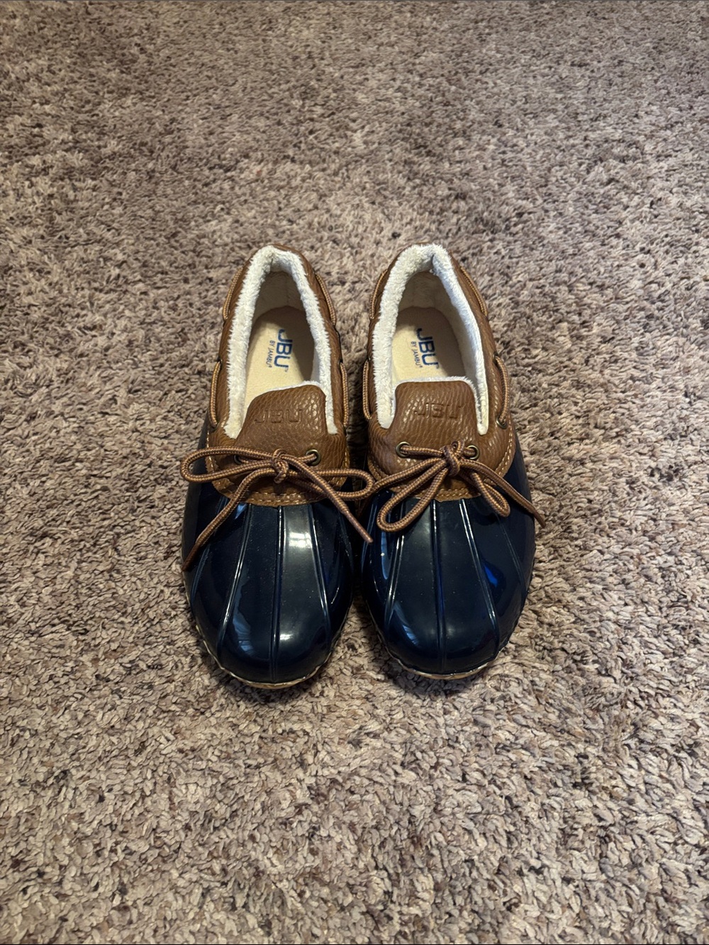 Jambu Navy and Brown Waterproof Lace-Up Duck Shoes Woodbury 7.5